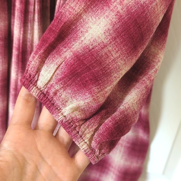 Maeve Calavan Plaid Oversized Three Quarter Sleeve Button Up Peplum Blouse Pink - Picture 12 of 15